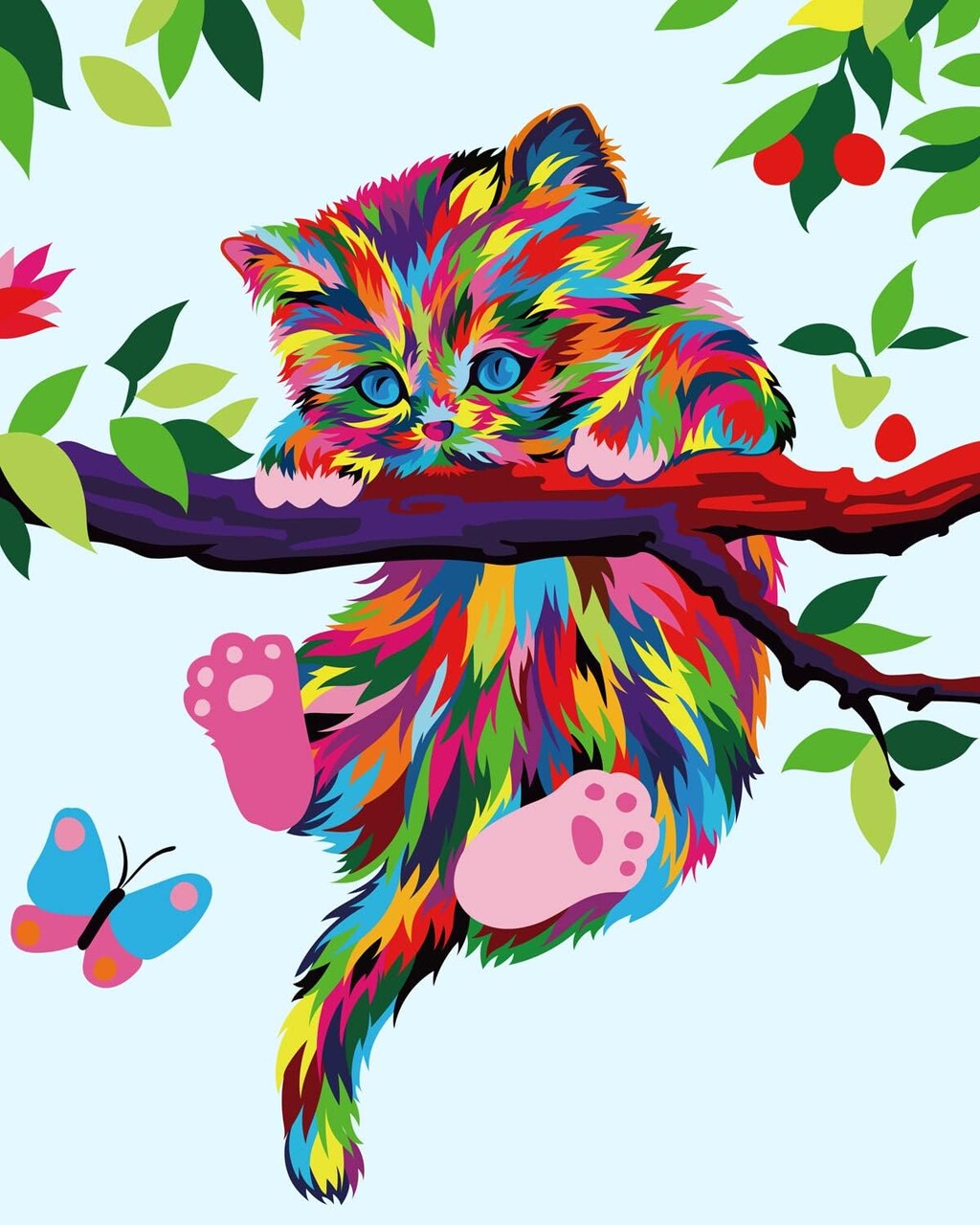 Paint by Numbers for Kids & Beginner, DIY Canvas Painting Gift Kits - Colorful Cats and Butterflies 16 x 20 inch (Without Framed)